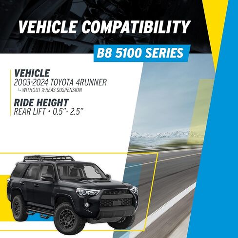 Bilstein Pair of Rear B8 5100 Series Shocks Compatible with 2003-2024 4Runner w/o X-REAS Suspension and with 0.5-2.5" Rear Lift | Easy Installation | Smooth Performance in Kuwait
