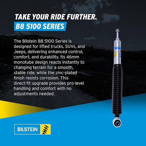 Bilstein Pair of Rear B8 5100 Series Shocks Compatible with 2003-2024 4Runner w/o X-REAS Suspension and with 0.5-2.5" Rear Lift | Easy Installation | Smooth Performance in Kuwait
