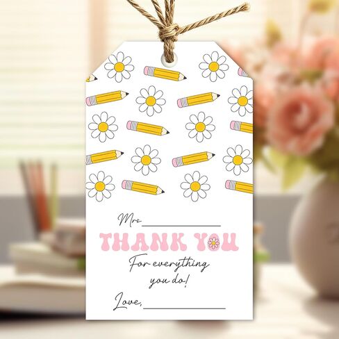 50 Pcs Teacher Appreciation Gift Tags with String, We Appreciate You Thank You Labels for Teacher Appreciation Week, End of School Year & School Party Favors-04 in Saudi Arabia
