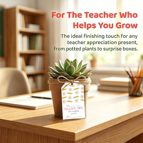 50 Pcs Teacher Appreciation Gift Tags with String, We Appreciate You Thank You Labels for Teacher Appreciation Week, End of School Year & School Party Favors-04 in Saudi Arabia