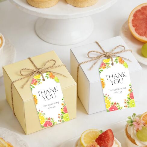 YO PERREO SOLA 50Pcs Citrus Fruit Thank You Gift Tags Colorful Lemon Orange Lime Favor Tags with Twine for Summer Baby Shower Birthday Party Gift Wrapping Supplies in Kuwait