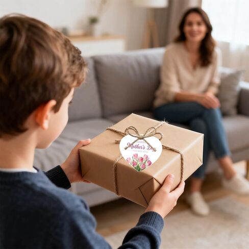 50Pcs Happy Mothers Day Tags with String, 2.5x2.3 Inch The Best Mom Tag with Tulip, Mother's Day Heart Tags, Mothers Day Decorations for Party Gift Envelope Candy Bag DIY Craft Favor in Saudi Arabia