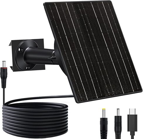 10W Solar Panel with 10400mAh Battery, 5V/12V Adjustable Output for Battery-Powered Security Cameras & Trail Cameras, USB-C/DC Plugs, IP66 Waterproof, 360° Mount in Saudi Arabia