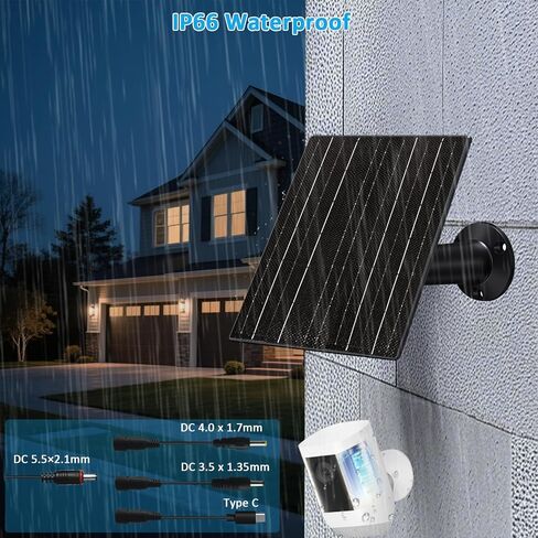 10W Solar Panel with 10400mAh Battery, 5V/12V Adjustable Output for Battery-Powered Security Cameras & Trail Cameras, USB-C/DC Plugs, IP66 Waterproof, 360° Mount in Saudi Arabia