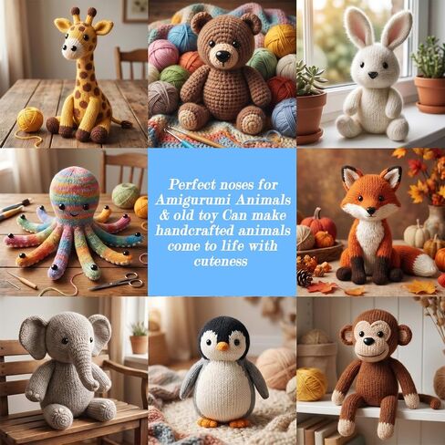 guduling 1000 Pcs Crochet Eyes for Animals,Craft Eyes for Crochet Stuffed Animals, Multiple Sizes Acrylic Black Safety Noses for Stuffed Doll,Crochets Toy (4-14mm) in Kuwait