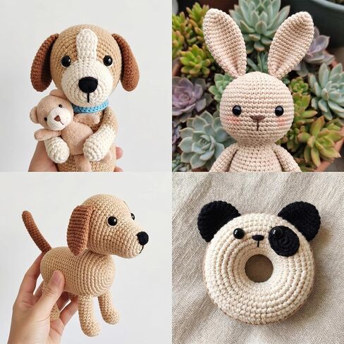 guduling 1000 Pcs Crochet Eyes for Animals,Craft Eyes for Crochet Stuffed Animals, Multiple Sizes Acrylic Black Safety Noses for Stuffed Doll,Crochets Toy (4-14mm) in Kuwait