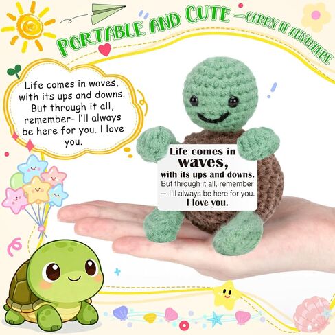 Funny Positive Turtle Gifts for Kids Mom Daughter Friends Couples, I Love You Gift for Girlfriend Boyfriend, Cute Anniversary Birthday Gifts for Women, Unique Emotional Small Support Crochet Turtle in Saudi Arabia