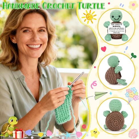 Funny Positive Turtle Gifts for Kids Mom Daughter Friends Couples, I Love You Gift for Girlfriend Boyfriend, Cute Anniversary Birthday Gifts for Women, Unique Emotional Small Support Crochet Turtle in Saudi Arabia