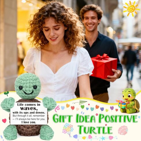 Funny Positive Turtle Gifts for Kids Mom Daughter Friends Couples, I Love You Gift for Girlfriend Boyfriend, Cute Anniversary Birthday Gifts for Women, Unique Emotional Small Support Crochet Turtle in Saudi Arabia