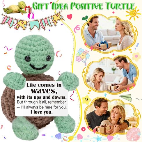 Funny Positive Turtle Gifts for Kids Mom Daughter Friends Couples, I Love You Gift for Girlfriend Boyfriend, Cute Anniversary Birthday Gifts for Women, Unique Emotional Small Support Crochet Turtle in Saudi Arabia