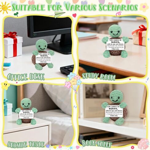 Funny Positive Turtle Gifts for Kids Mom Daughter Friends Couples, I Love You Gift for Girlfriend Boyfriend, Cute Anniversary Birthday Gifts for Women, Unique Emotional Small Support Crochet Turtle in Saudi Arabia