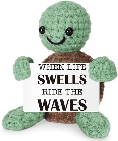 Funny Positive Turtle Gifts for Kids Mom Daughter Friends Couples, I Love You Gift for Girlfriend Boyfriend, Cute Anniversary Birthday Gifts for Women, Unique Emotional Small Support Crochet Turtle in Saudi Arabia