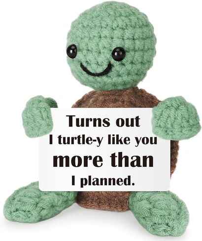 Funny Positive Turtle Gifts for Kids Mom Daughter Friends Couples, I Love You Gift for Girlfriend Boyfriend, Cute Anniversary Birthday Gifts for Women, Unique Emotional Small Support Crochet Turtle in Saudi Arabia