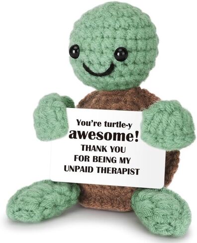 Funny Positive Turtle Gifts for Kids Mom Daughter Friends Couples, I Love You Gift for Girlfriend Boyfriend, Cute Anniversary Birthday Gifts for Women, Unique Emotional Small Support Crochet Turtle in Saudi Arabia