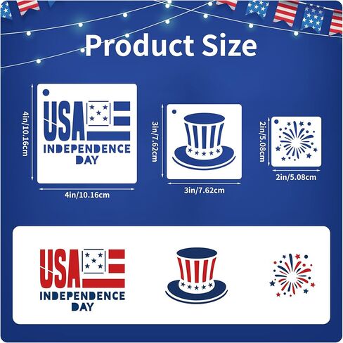 72PCS American Flag Stencil Plastic Star Stencils for Painting, Independence Day Stencil Templates Reusable Wood Burning Stencils for Crafts Canvas Drawing Walls Engraving Spray Paint Journaling in Saudi Arabia