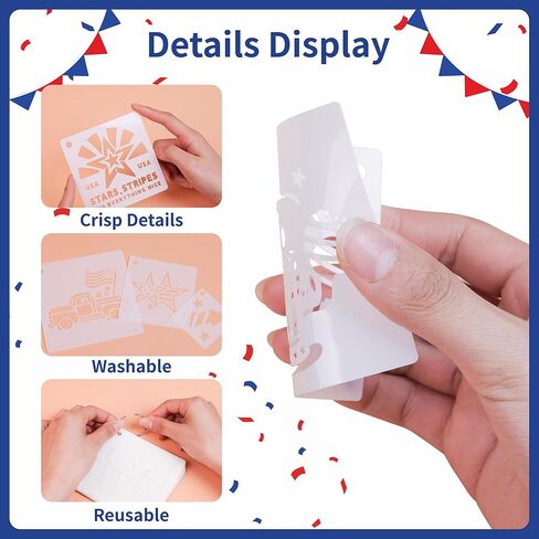 72PCS American Flag Stencil Plastic Star Stencils for Painting, Independence Day Stencil Templates Reusable Wood Burning Stencils for Crafts Canvas Drawing Walls Engraving Spray Paint Journaling in Saudi Arabia