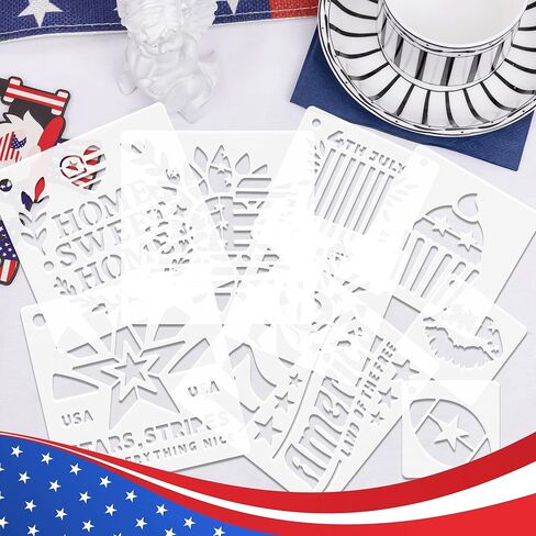 72PCS American Flag Stencil Plastic Star Stencils for Painting, Independence Day Stencil Templates Reusable Wood Burning Stencils for Crafts Canvas Drawing Walls Engraving Spray Paint Journaling in Saudi Arabia
