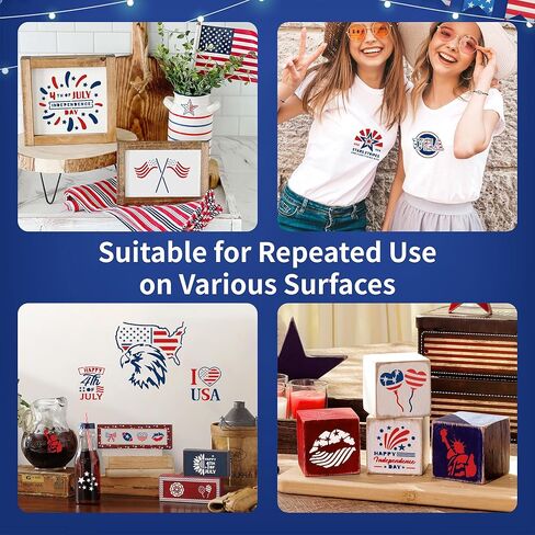 72PCS American Flag Stencil Plastic Star Stencils for Painting, Independence Day Stencil Templates Reusable Wood Burning Stencils for Crafts Canvas Drawing Walls Engraving Spray Paint Journaling in Saudi Arabia