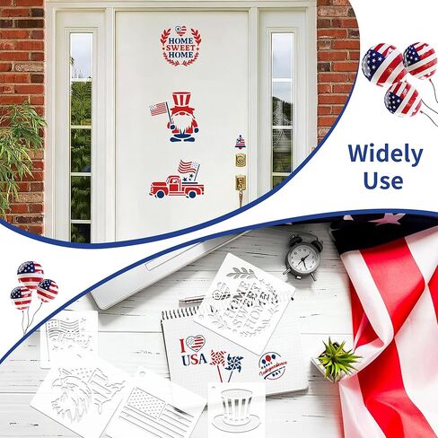 72PCS American Flag Stencil Plastic Star Stencils for Painting, Independence Day Stencil Templates Reusable Wood Burning Stencils for Crafts Canvas Drawing Walls Engraving Spray Paint Journaling in Saudi Arabia