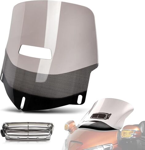 Motorcycle Windscreen with Air Vented, PSLER Windscreen Windshield with Air Vented for Goldwing GL1800 2001-2017 Smoke in Kuwait