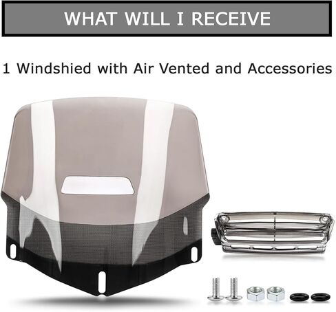 Motorcycle Windscreen with Air Vented, PSLER Windscreen Windshield with Air Vented for Goldwing GL1800 2001-2017 Smoke in Kuwait