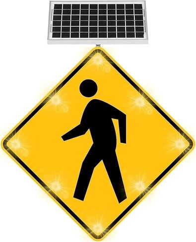 علامة عبور المشاة LED بالطاقة الشمسية مقاس 24 بوصة، من الألومنيوم، إطار معدني مقاوم للصدأ، صفائح عاكسة للسلامة على الطرق in Kuwait