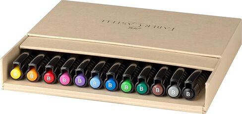 Faber-Castell Art & Graphic Pitt Artist Pen Brush India Ink Pen, Multicoloured, Studio Box Of 12, For Art, Craft, Drawing, Sketching, Home, School, University, Colouring in Kuwait