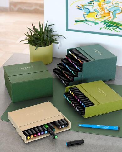 Faber-Castell Art & Graphic Pitt Artist Pen Brush India Ink Pen, Multicoloured, Studio Box Of 12, For Art, Craft, Drawing, Sketching, Home, School, University, Colouring in Kuwait