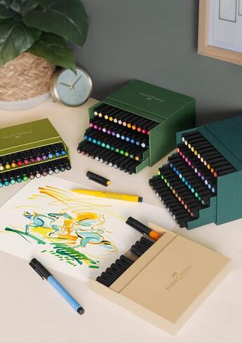 Faber-Castell Art & Graphic Pitt Artist Pen Brush India Ink Pen, Multicoloured, Studio Box Of 12, For Art, Craft, Drawing, Sketching, Home, School, University, Colouring in Kuwait