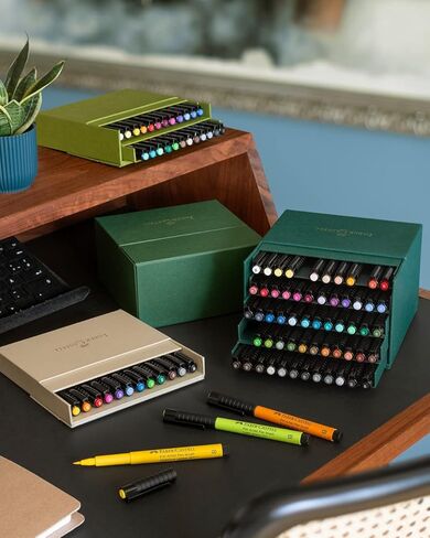 Faber-Castell Art & Graphic Pitt Artist Pen Brush India Ink Pen, Multicoloured, Studio Box Of 12, For Art, Craft, Drawing, Sketching, Home, School, University, Colouring in Kuwait