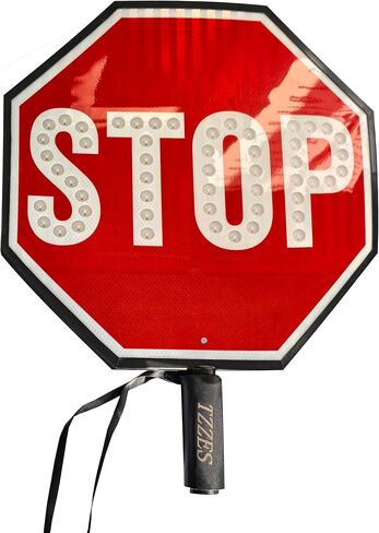 18" LED Stop/Slow Paddle, Signboards of Metal, Reflective Hand Held Stop Sign with Handle, Steady/Flashing Light Modes (Stop/Slow) in Kuwait