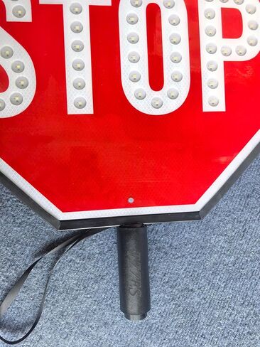 18" LED Stop/Slow Paddle, Signboards of Metal, Reflective Hand Held Stop Sign with Handle, Steady/Flashing Light Modes (Stop/Slow) in Kuwait
