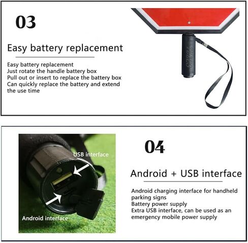 18" LED Stop/Slow Paddle, Signboards of Metal, Reflective Hand Held Stop Sign with Handle, Steady/Flashing Light Modes (Stop/Slow) in Kuwait