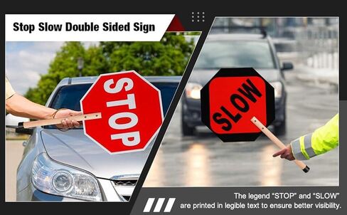 13"x 13" Stop Slow Sign, Engineer Grade Reflective Aluminum Sign with 14" Handle,Sturdy, Easy to Assemble(8PCS) in Kuwait