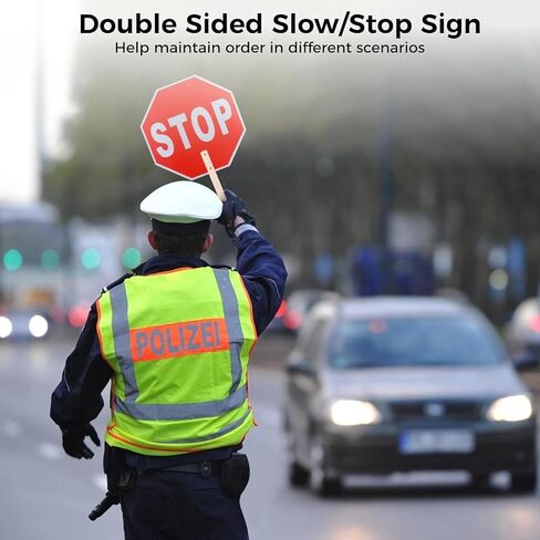 13"x 13" Stop Slow Sign, Engineer Grade Reflective Aluminum Sign with 14" Handle,Sturdy, Easy to Assemble(8PCS) in Kuwait