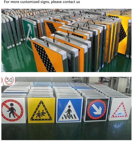 24'' Solar Powered Stop Sign, LED Blinking Reflective Street Traffic Warning Sign, Heavy Duty Round Rust-Proof Metal Frame in Kuwait