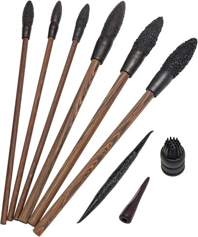 9-Piece Texture Brush Set for Clay & Pottery, Wood Handle Sculpting Tools for Ceramic Arts, DIY Modeling and Surface Design in Saudi Arabia