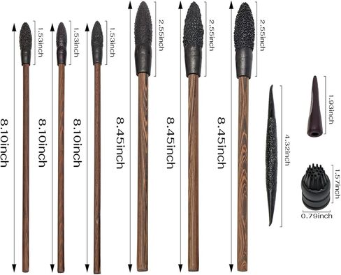 9-Piece Texture Brush Set for Clay & Pottery, Wood Handle Sculpting Tools for Ceramic Arts, DIY Modeling and Surface Design in Saudi Arabia