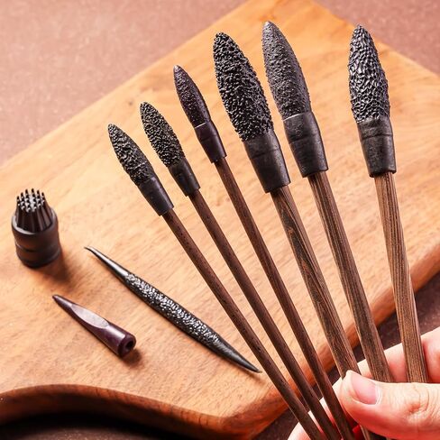 9-Piece Texture Brush Set for Clay & Pottery, Wood Handle Sculpting Tools for Ceramic Arts, DIY Modeling and Surface Design in Saudi Arabia