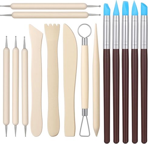 DOPENSPI 15PCS Clay Sculpting Tools Set, Modeling Dotting Tool Clay Tools Kit Polymer ClayTool Pottery Sculpting Tool for Carving Cutting Detailing Smoothing in Kuwait