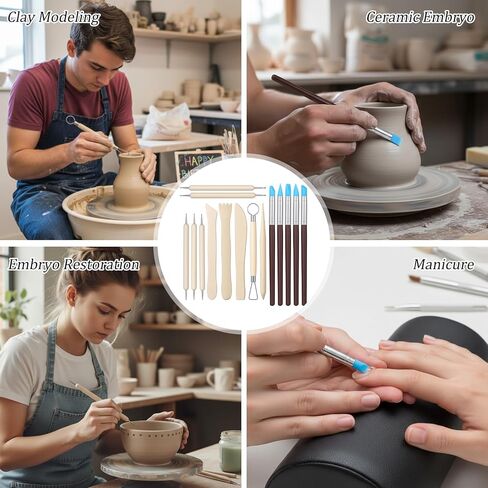 DOPENSPI 15PCS Clay Sculpting Tools Set, Modeling Dotting Tool Clay Tools Kit Polymer ClayTool Pottery Sculpting Tool for Carving Cutting Detailing Smoothing in Kuwait