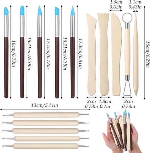 DOPENSPI 15PCS Clay Sculpting Tools Set, Modeling Dotting Tool Clay Tools Kit Polymer ClayTool Pottery Sculpting Tool for Carving Cutting Detailing Smoothing in Kuwait