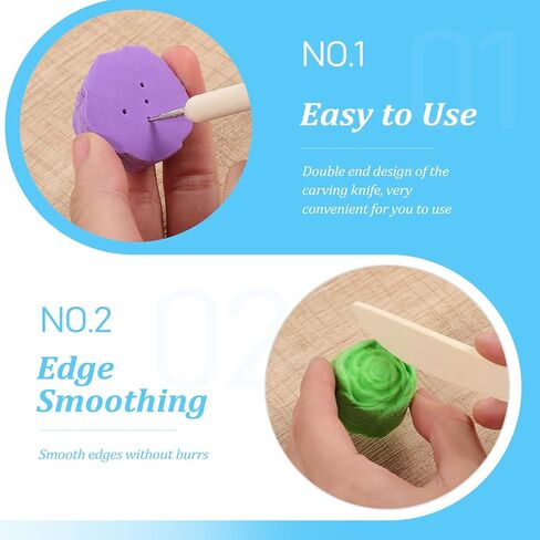 DOPENSPI 15PCS Clay Sculpting Tools Set, Modeling Dotting Tool Clay Tools Kit Polymer ClayTool Pottery Sculpting Tool for Carving Cutting Detailing Smoothing in Kuwait