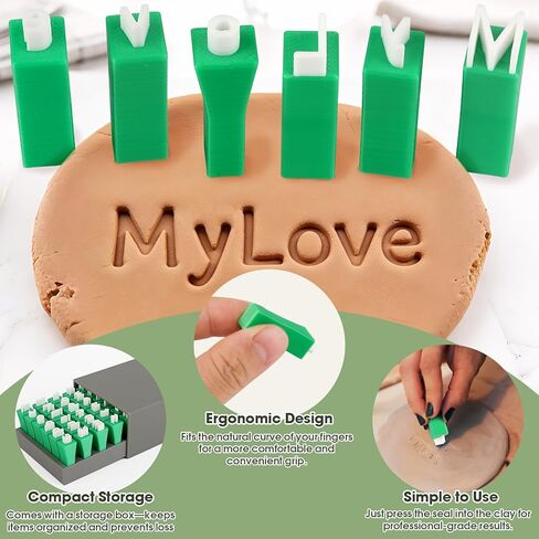 74PCS Alphabet Letter Stamps Set for Clay Pottery, Uppercase and Lowercase Letters, Numbers and Symbols, DIY Handmade Mold Tool Kit in Saudi Arabia