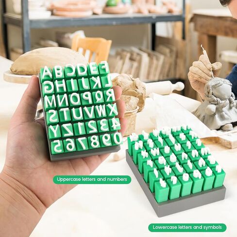 74PCS Alphabet Letter Stamps Set for Clay Pottery, Uppercase and Lowercase Letters, Numbers and Symbols, DIY Handmade Mold Tool Kit in Saudi Arabia