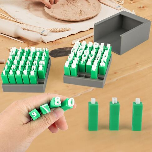 74PCS Alphabet Letter Stamps Set for Clay Pottery, Uppercase and Lowercase Letters, Numbers and Symbols, DIY Handmade Mold Tool Kit in Saudi Arabia
