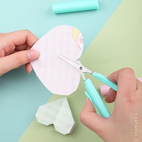 Compact And Portable Folding Scissors, Portable Mini Craft And School Pen Scissors, Student Scissors, Art Scissors (green) in Kuwait