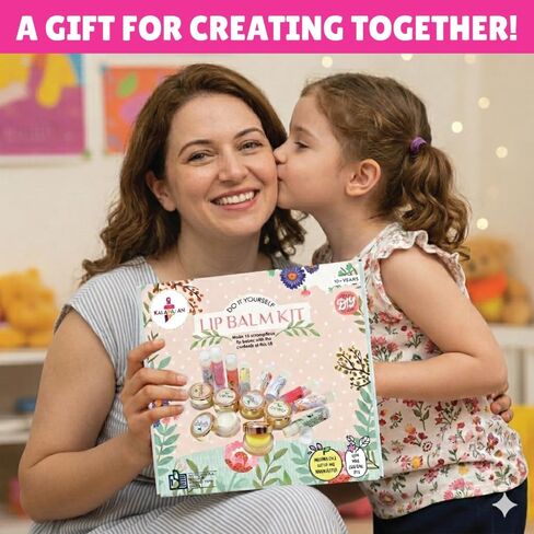 Kalakaram DIY Lip Balm Making Kit - Make 15 Lip Balms with Shea & Kukum Butter, Beeswax, Vitamin E Oil, Grapeseed & Essential Oils, DIY Activity Kit for Kids & Craft Kit for Girls 9-12 in Saudi Arabia