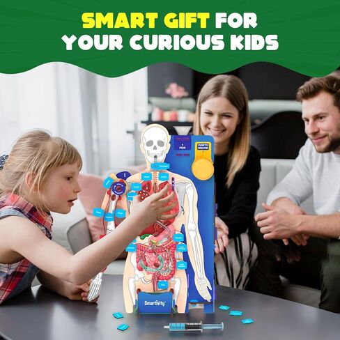 نموذج جسم الإنسان التفاعلي Smartivity للأطفال من عمر 8 إلى 14 عامًا I أجزاء وأعضاء الجسم الديناميكية + كتيب تعليمي | هدية عيد ميلاد للبنين والبنات | لعبة تعليمية لعمر 8،9،10،11،12،13،14 سنة in Kuwait