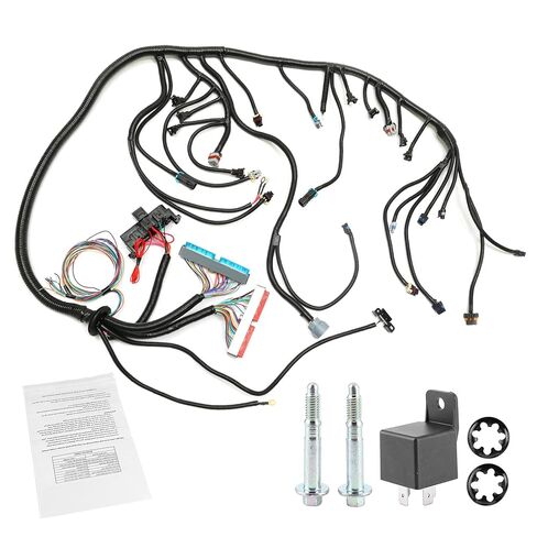 Standalone Wiring Harness, 4L60E DBC, Red/Blue PCM, Compatible with 1997-2006 GM LS1 Vortec Engine 4.8 5.3 6.0 L, LS Swap Engine Harness, Stand Alone Wire Harness, Drive by Cable Throttle Body in Kuwait